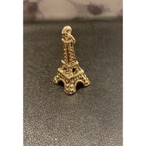 Eiffel Tower Gold Tone Charm For Charm Bracelet Or Necklace (J54)